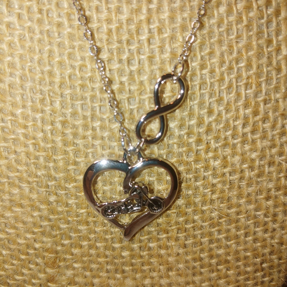 NWOT Silver Heart With Harley & Eternity Sign